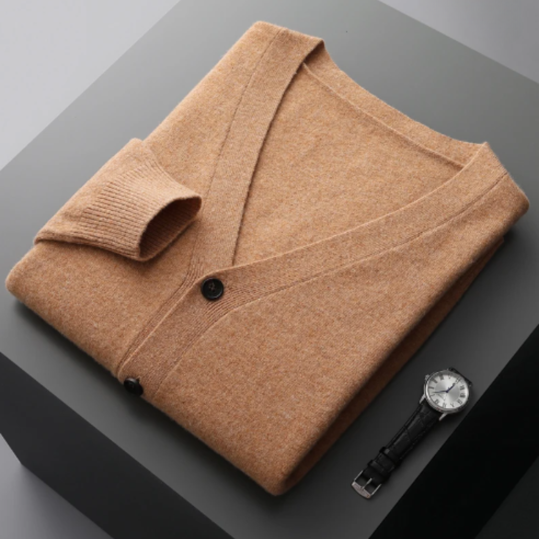 Cardigan da Uomo in Maglia a Coste con Scollo a V - Image 16