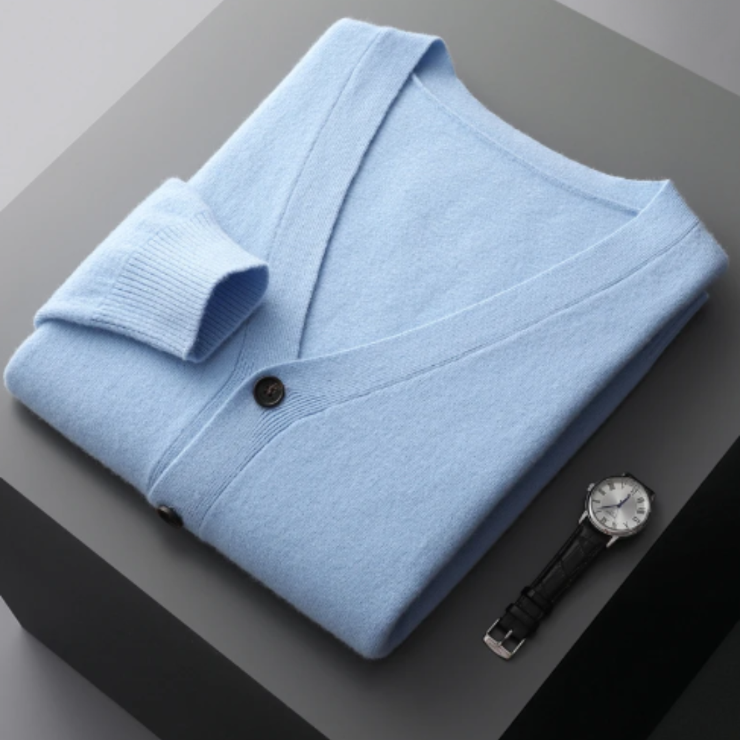 Cardigan da Uomo in Maglia a Coste con Scollo a V - Image 17