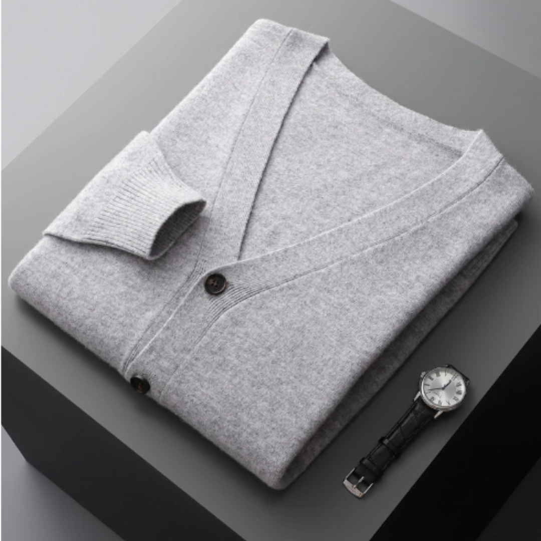 Cardigan da Uomo in Maglia a Coste con Scollo a V - Image 12