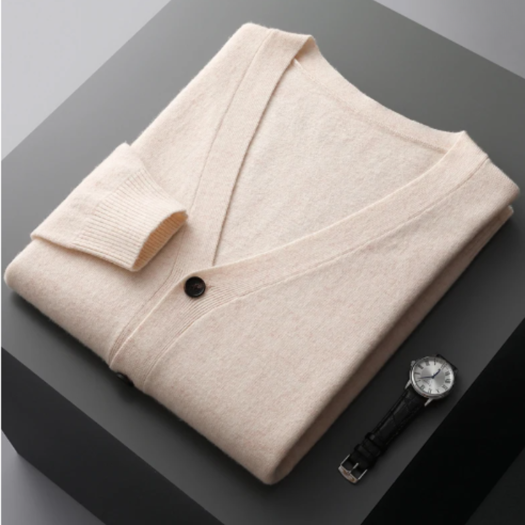 Cardigan da Uomo in Maglia a Coste con Scollo a V - Image 9