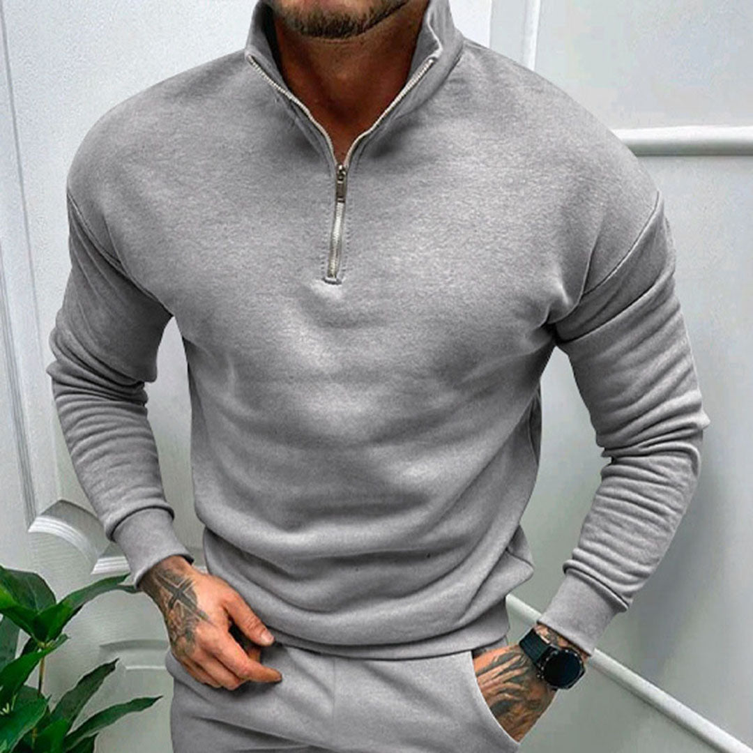 Maglione da uomo con zip corta a un quarto - Image 4