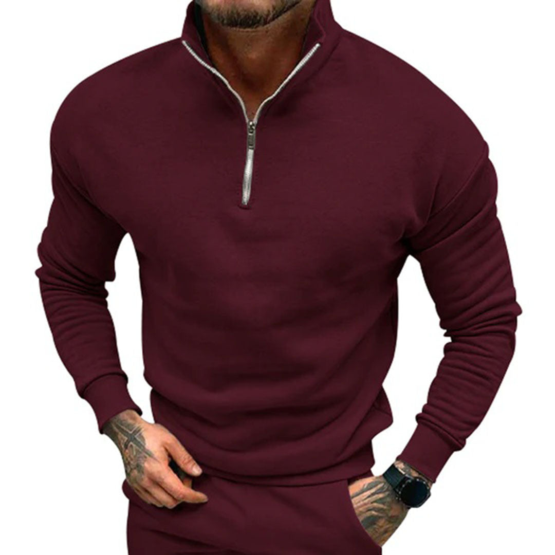 Maglione da uomo con zip corta a un quarto - Image 11