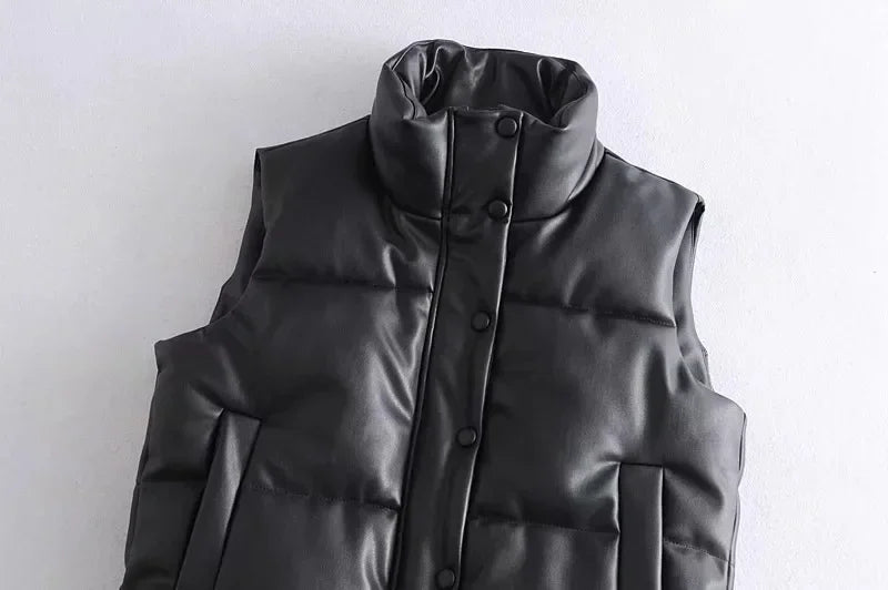 Gilet in pelle da donna senza maniche - Image 4