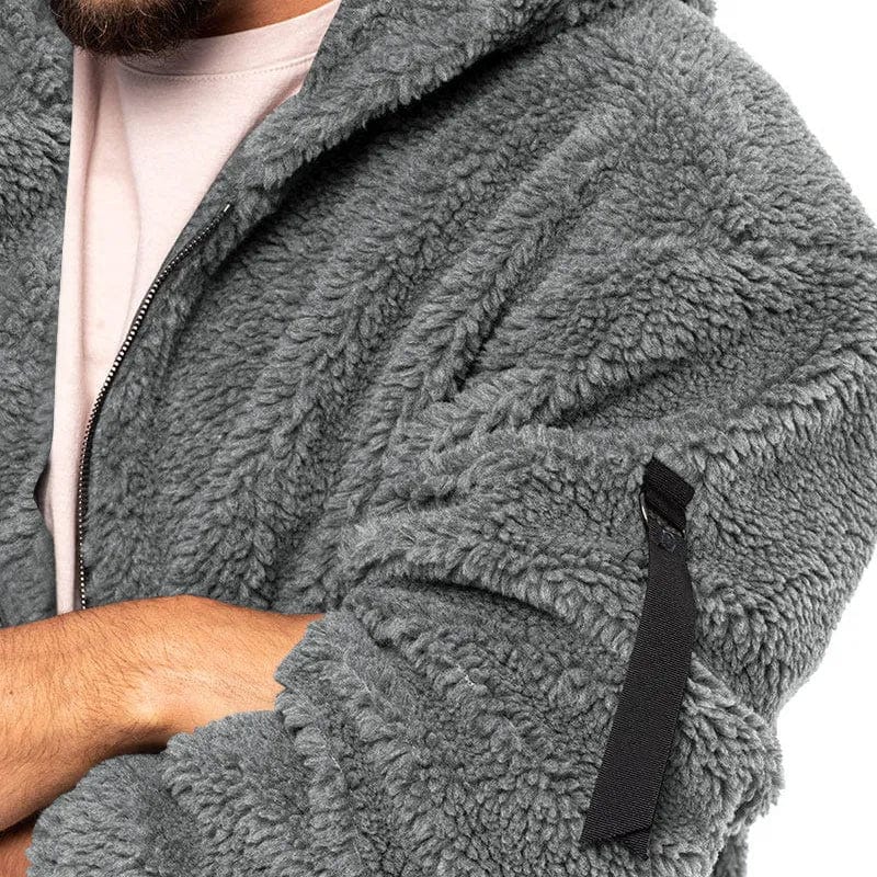 Giacca con cappuccio da uomo in pile con zip - Image 10