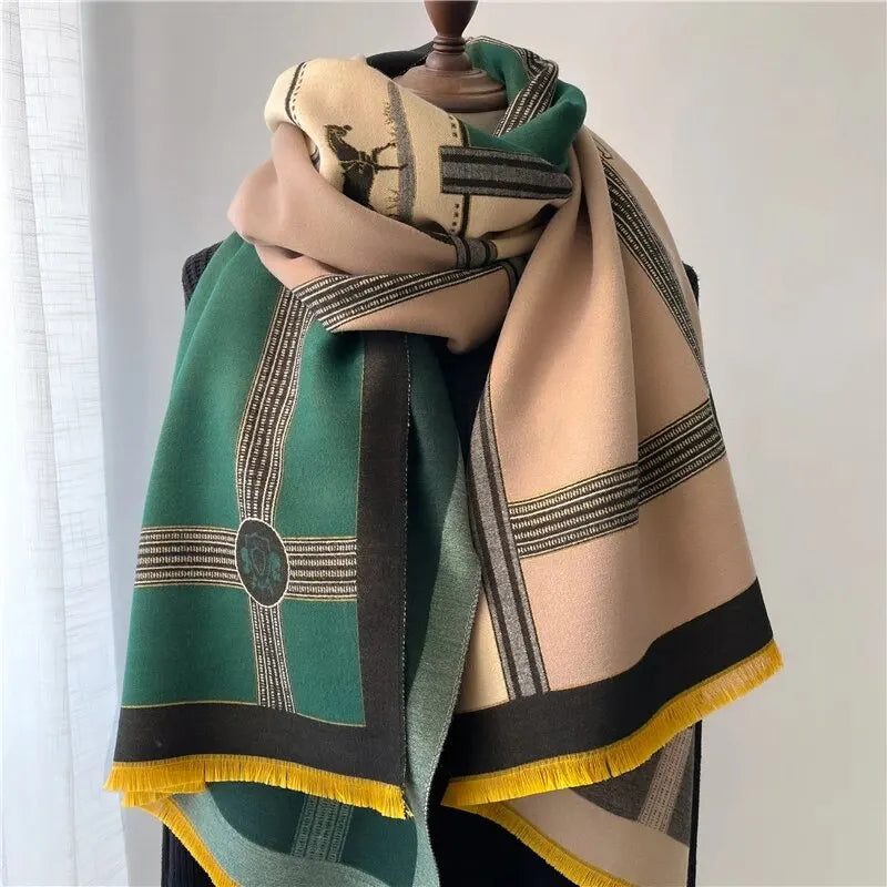 Sciarpa da donna oversize con stampa geometrica - Image 3