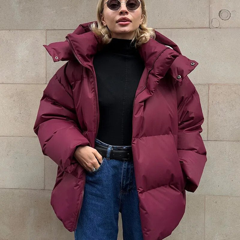 Giacca Piumino Oversize con Cappuccio da Donna - Image 2