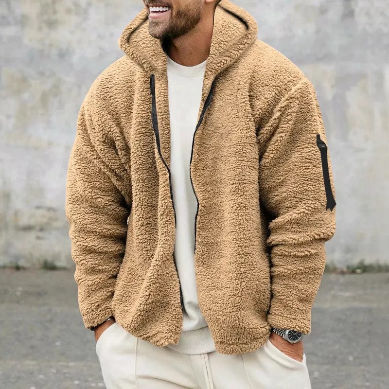 Giacca con cappuccio da uomo in pile con zip - Image 1