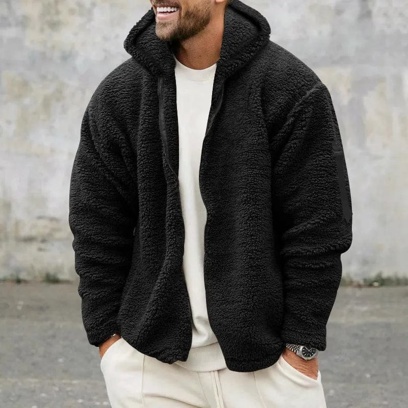Giacca con cappuccio da uomo in pile con zip - Image 12