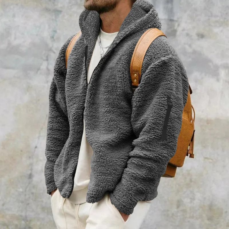 Giacca con cappuccio da uomo in pile con zip - Image 8