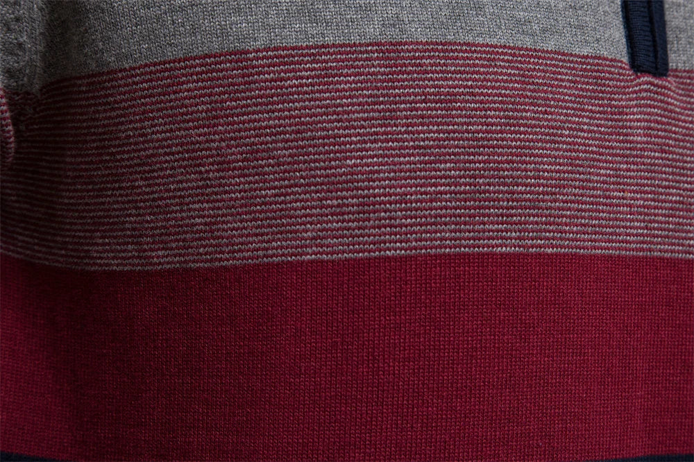 Maglione da uomo a righe con zip corta - Image 5