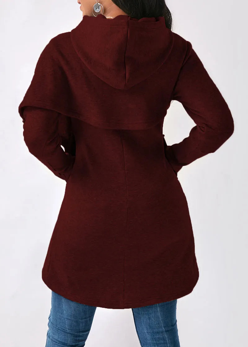 Maglione da donna con cappuccio e avvolgente sul davanti - Image 2