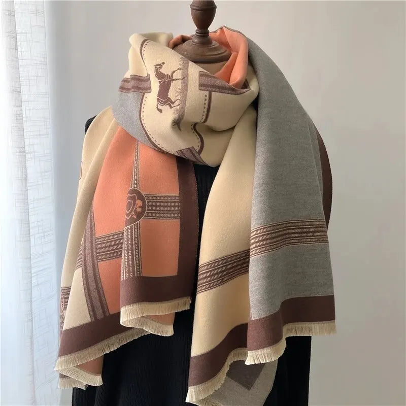 Sciarpa da donna oversize con stampa geometrica - Image 4