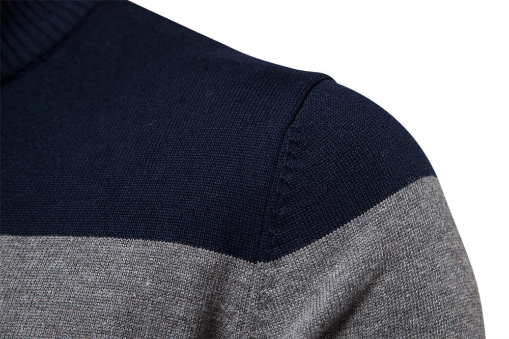 Maglione da uomo a righe con zip corta - Image 4
