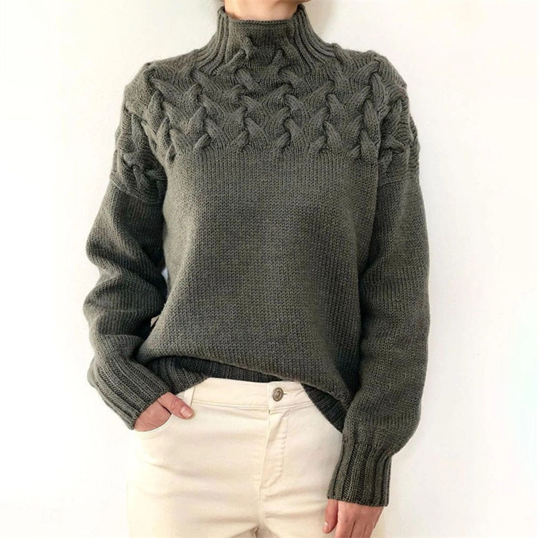 Maglione Dolcevita da Donna Lavorato a Trecce - Image 4