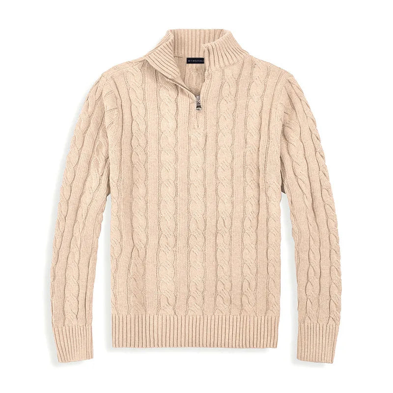 Maglione da uomo a trecce con zip corta - Image 10