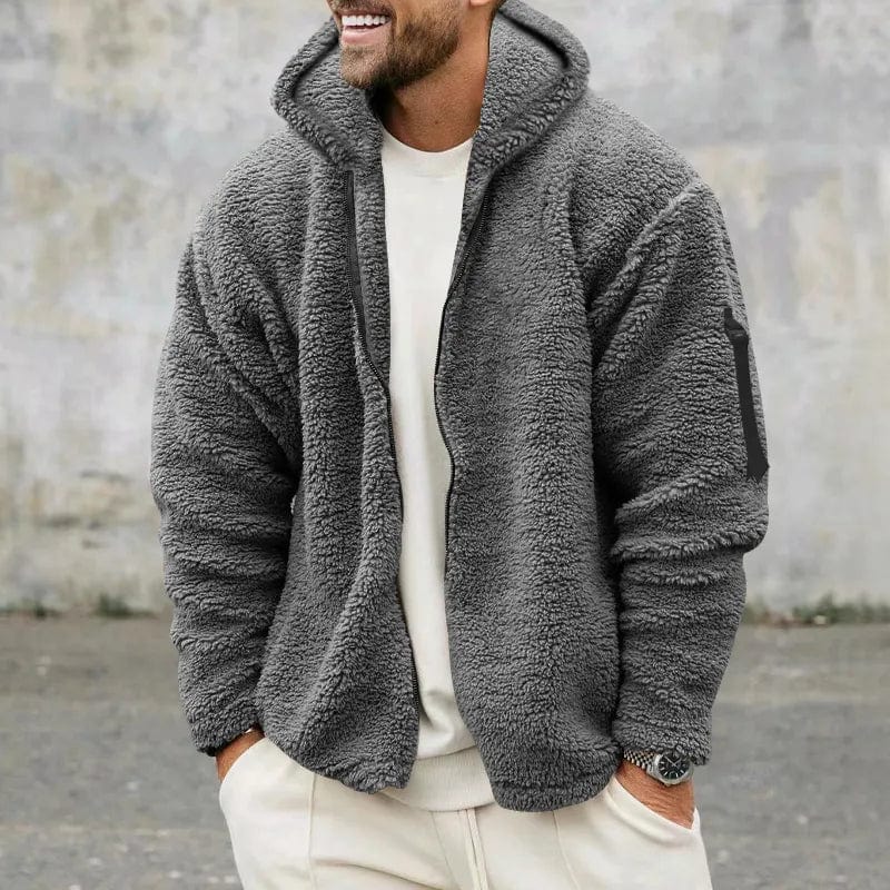 Giacca con cappuccio da uomo in pile con zip - Image 6