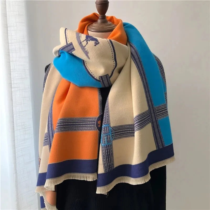 Sciarpa da donna oversize con stampa geometrica - Image 2