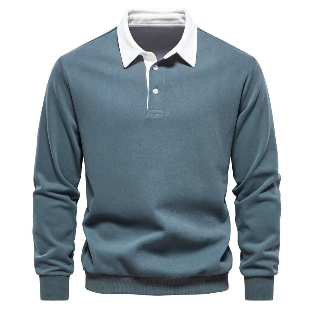 Maglione da uomo con collo polo a maniche lunghe - Image 3