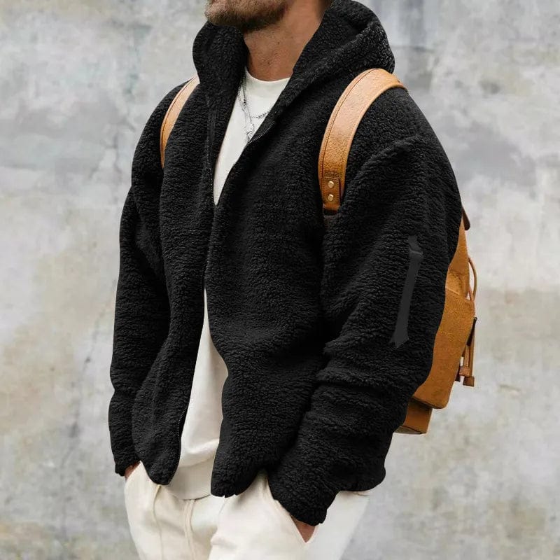 Giacca con cappuccio da uomo in pile con zip - Image 13