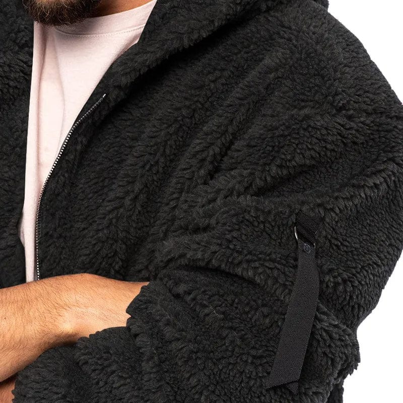Giacca con cappuccio da uomo in pile con zip - Image 15