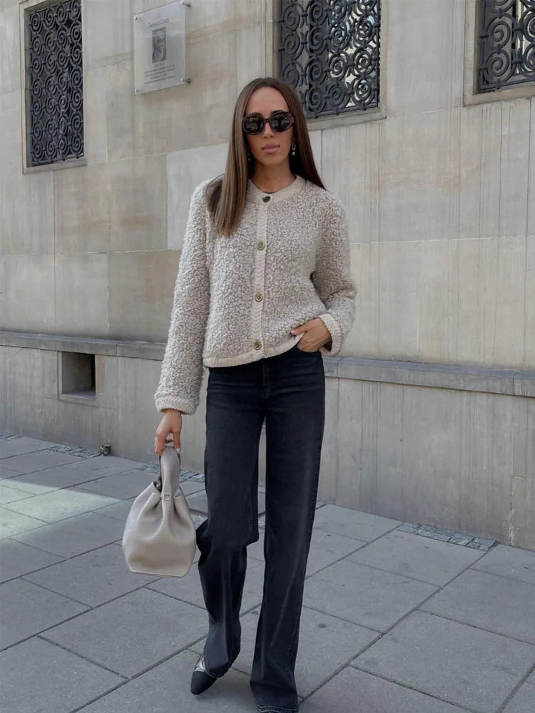 Cappotto texturizzato da donna con bottoni - Image 2