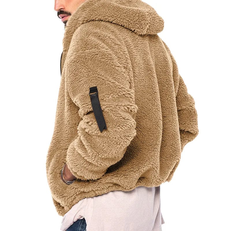 Giacca con cappuccio da uomo in pile con zip - Image 4