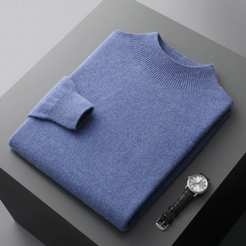Maglione da uomo a coste con collo alto - Image 1