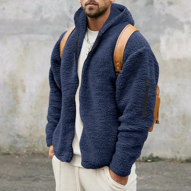 Giacca con cappuccio da uomo in pile con zip - Image 19