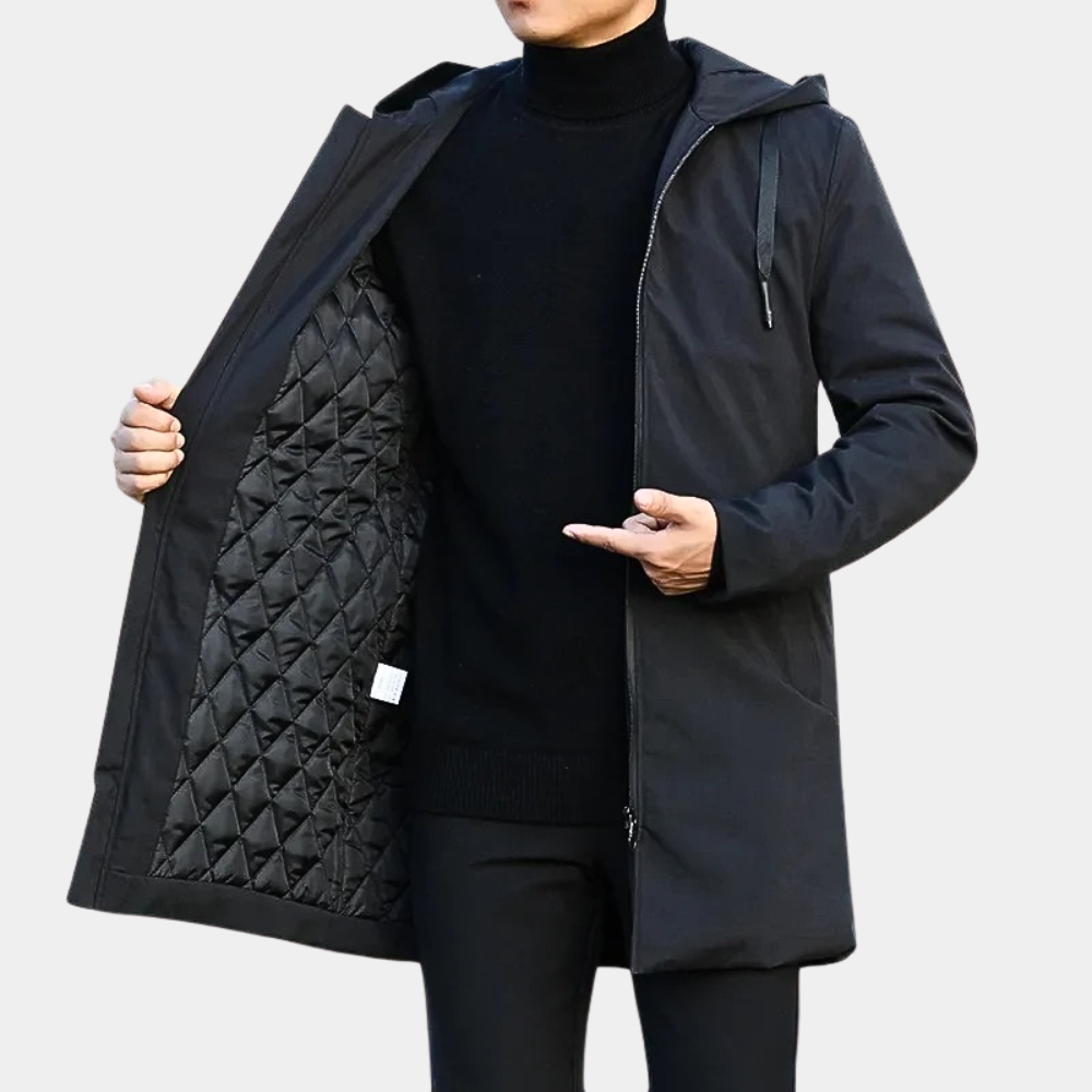 Cappotto da uomo con cappuccio e zip - Image 1