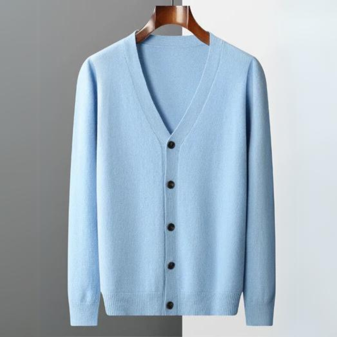 Cardigan da Uomo in Maglia a Coste con Scollo a V - Image 6