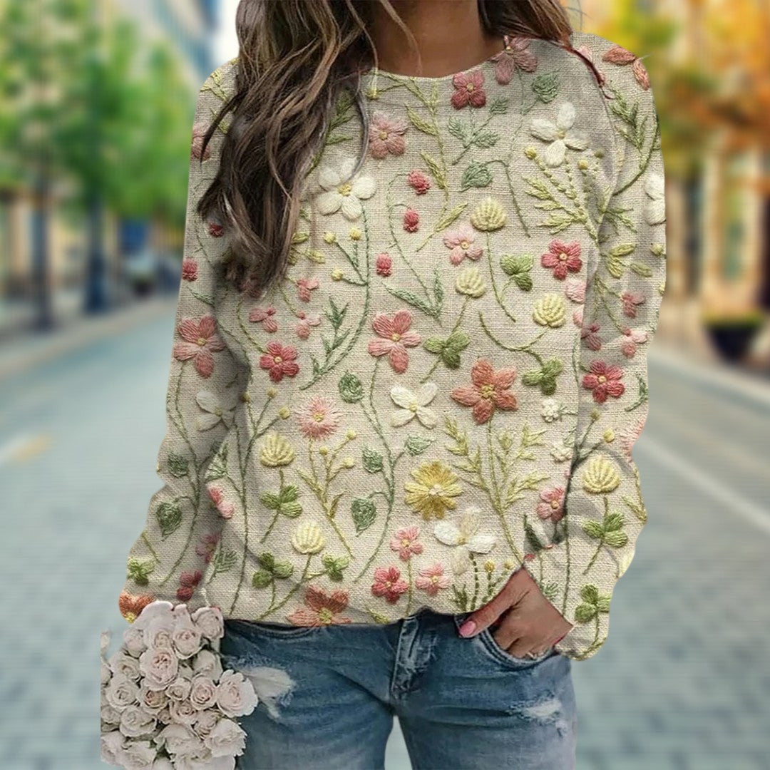 Maglione da donna con ricami floreali - Image 1