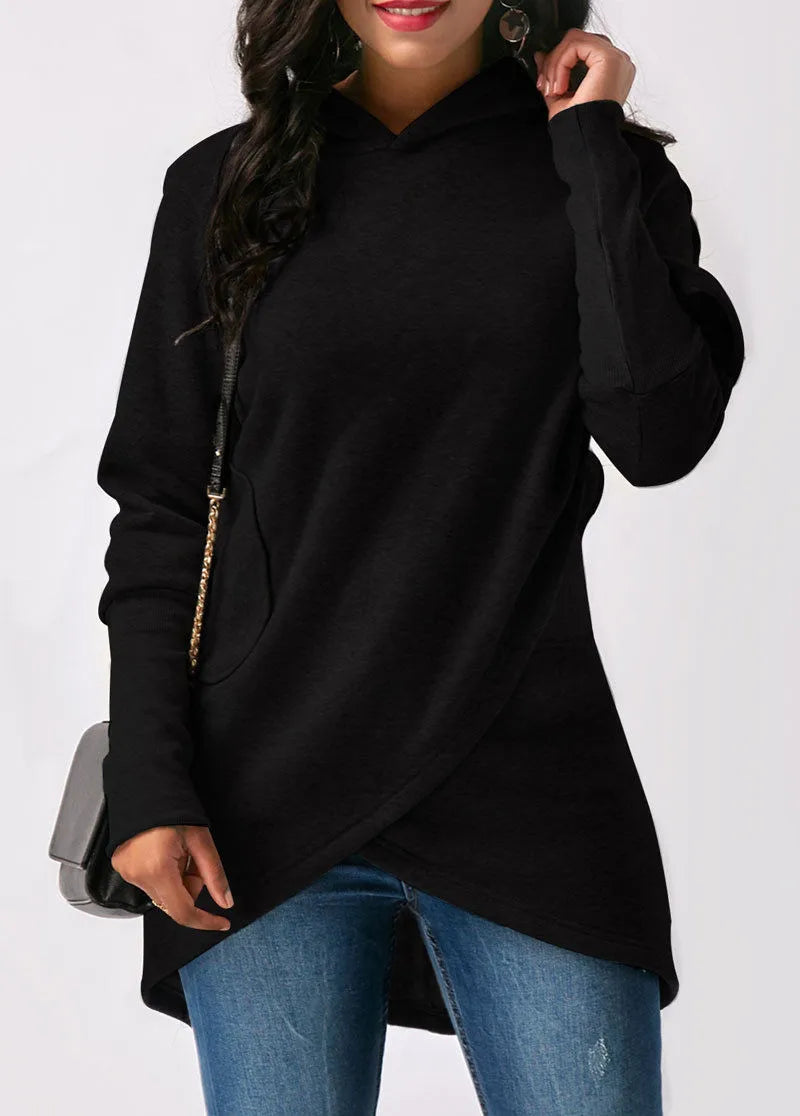 Maglione da donna con cappuccio e avvolgente sul davanti - Image 5