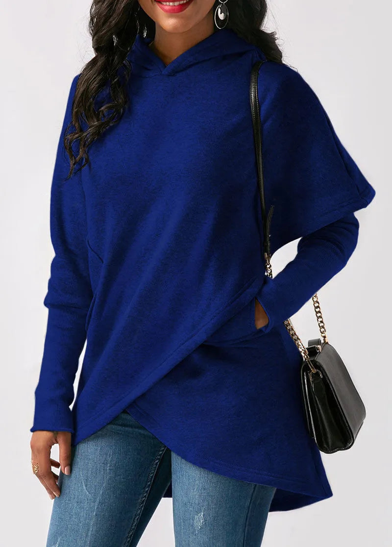 Maglione da donna con cappuccio e avvolgente sul davanti - Image 8