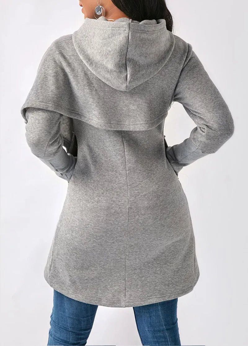 Maglione da donna con cappuccio e avvolgente sul davanti - Image 4