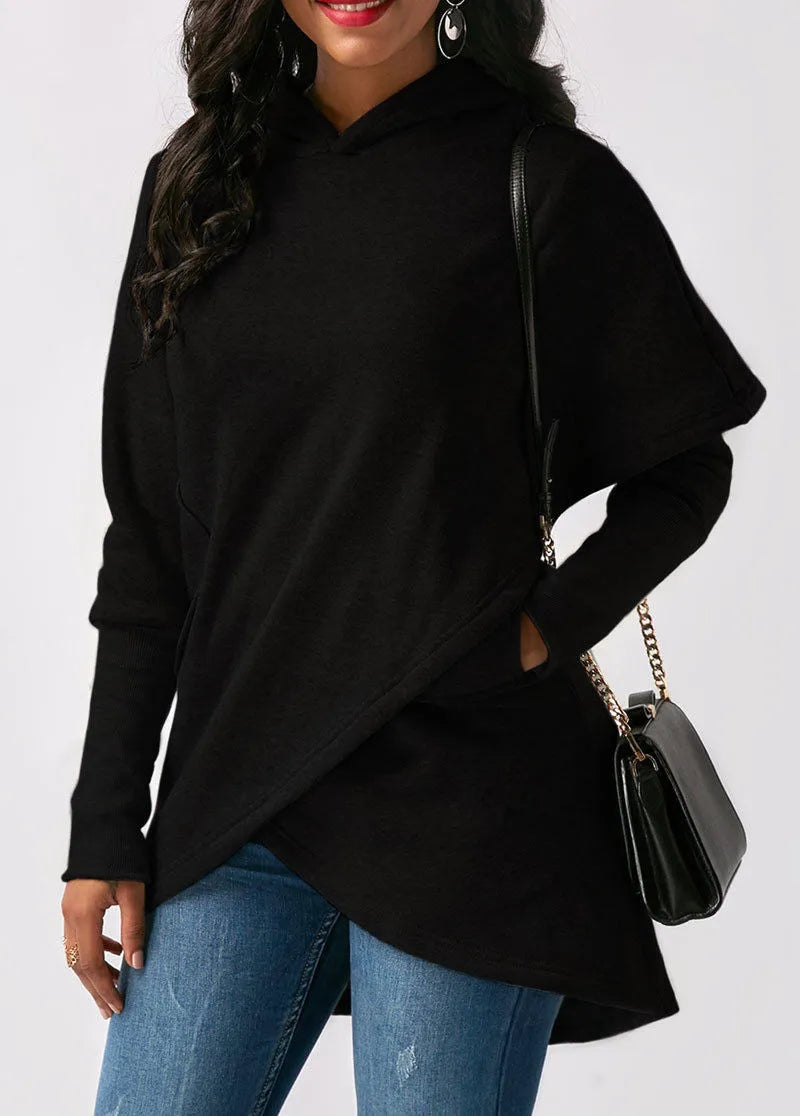 Maglione da donna con cappuccio e avvolgente sul davanti - Image 6