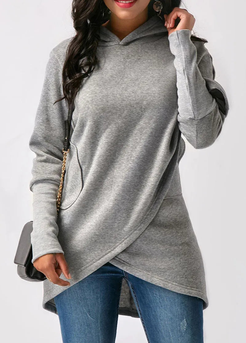 Maglione da donna con cappuccio e avvolgente sul davanti - Image 3