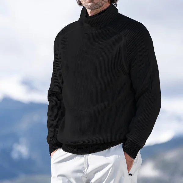 Maglione da uomo a coste con collo alto - Image 2