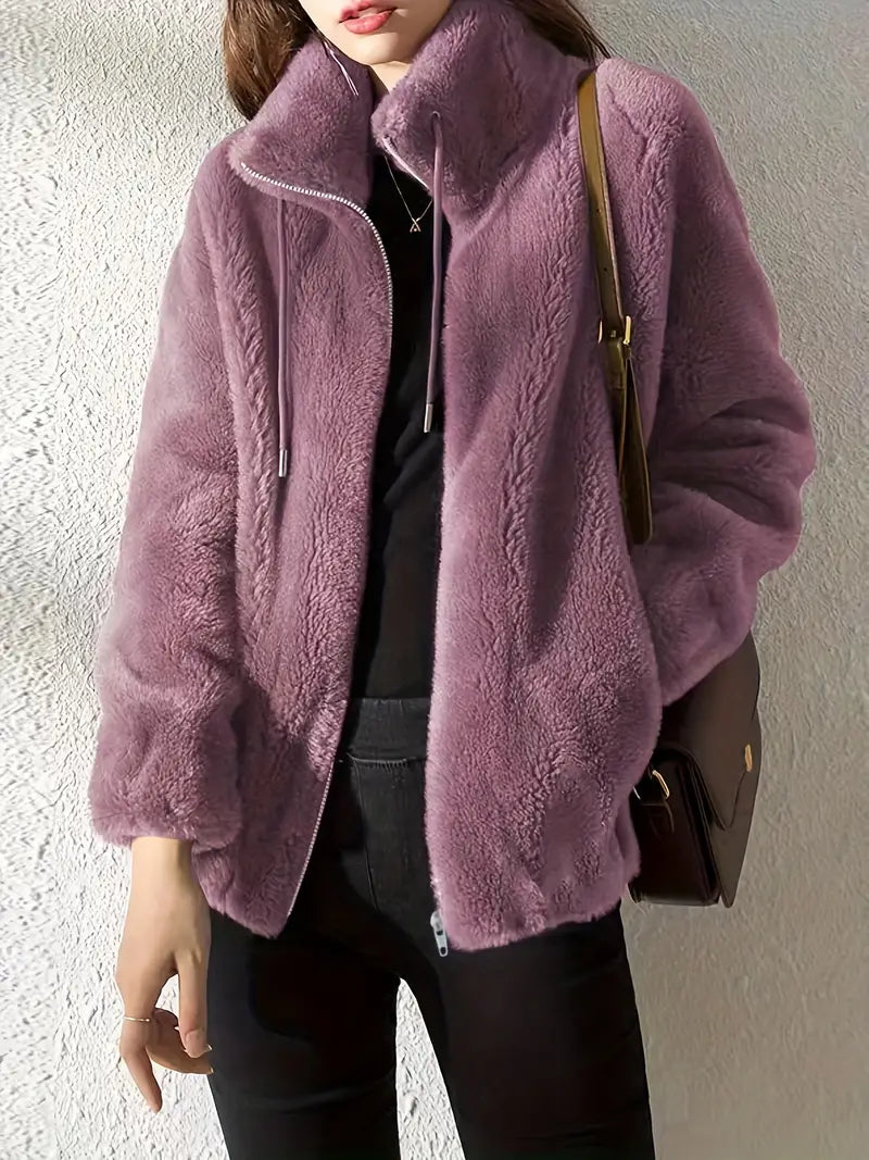 Giacca da donna con zip in ecopelliccia - Image 1