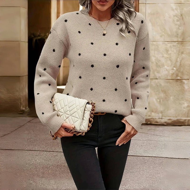 Maglione da donna a pois con girocollo - Image 3