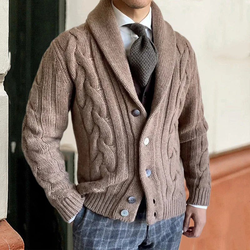 Giacca in maglia da uomo con collo sciallato - Image 1