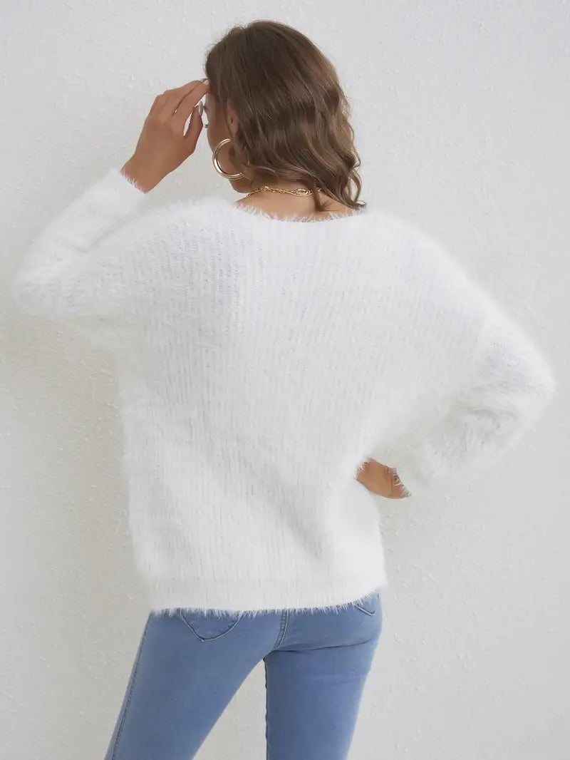 Maglione da Donna a Maniche Lunghe con Scollo a V - Image 2