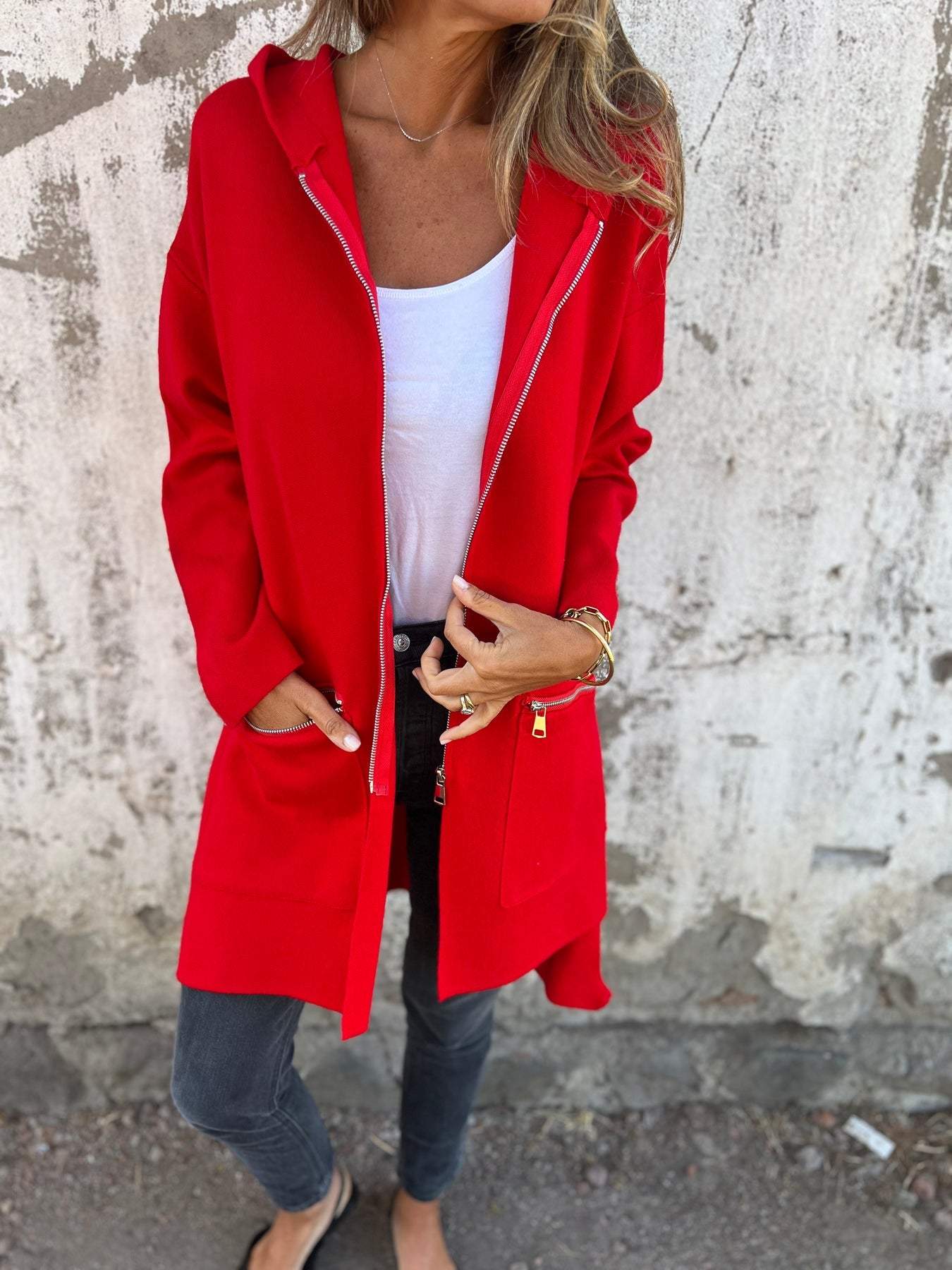Cappotto Lungo con Cappuccio da Donna - Image 3