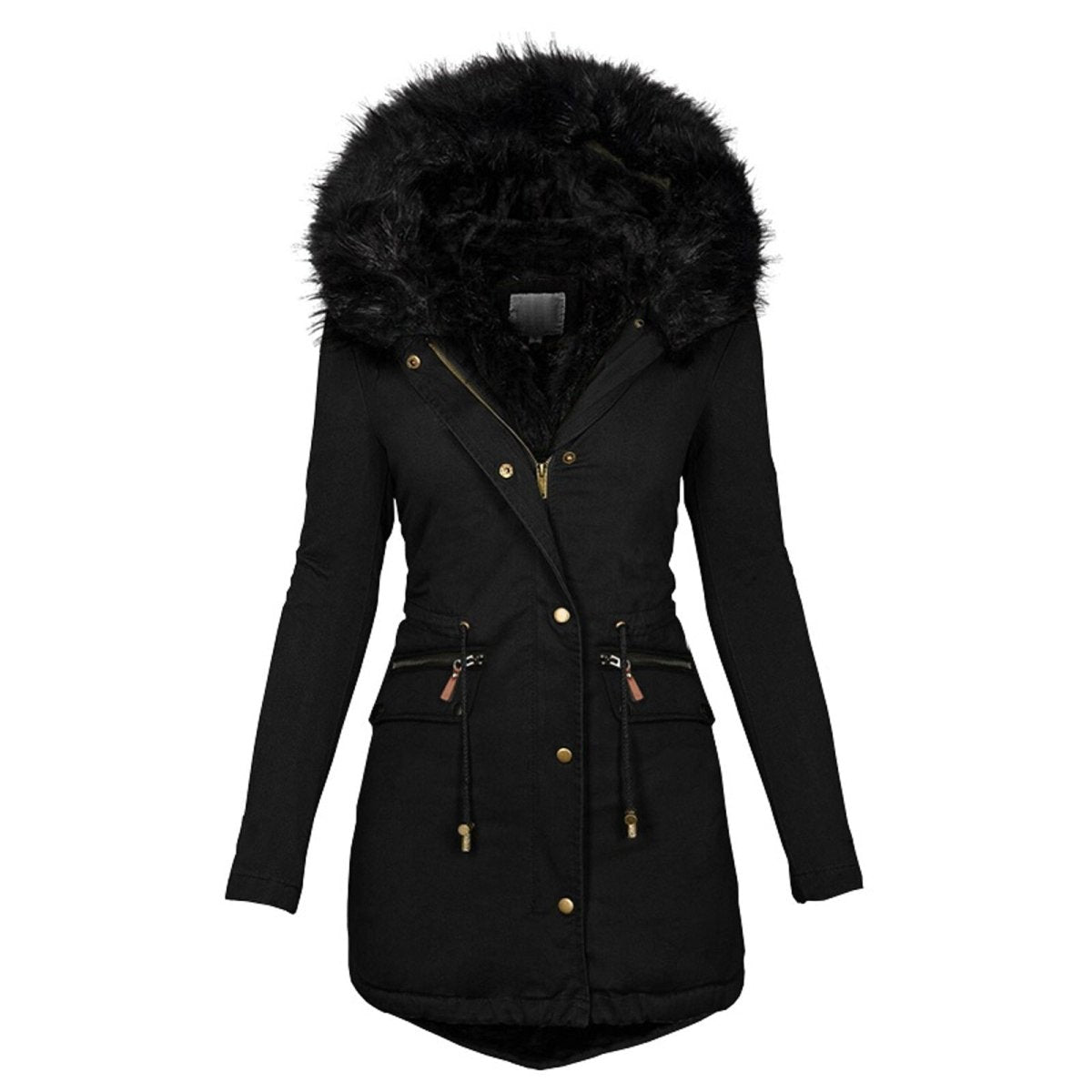 Anorak da donna con cappuccio in pelliccia sintetica - Image 1