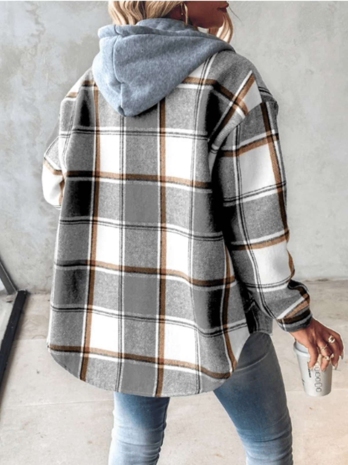Giacca a quadri da donna con cappuccio - Image 6
