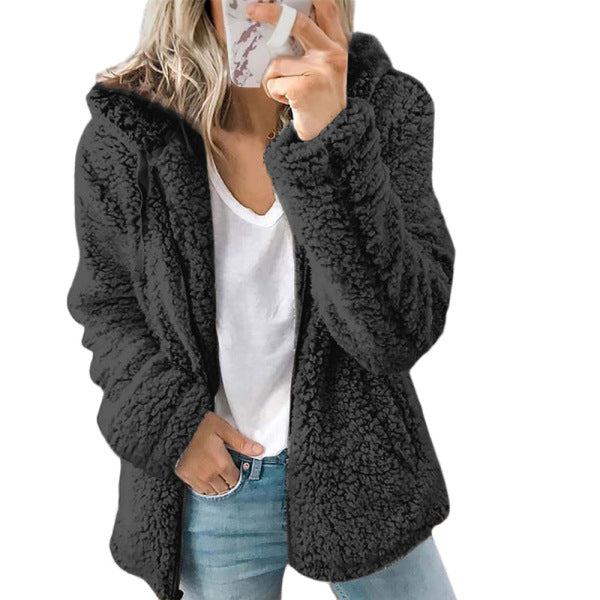 Giacca in pile con cappuccio da donna - Image 2