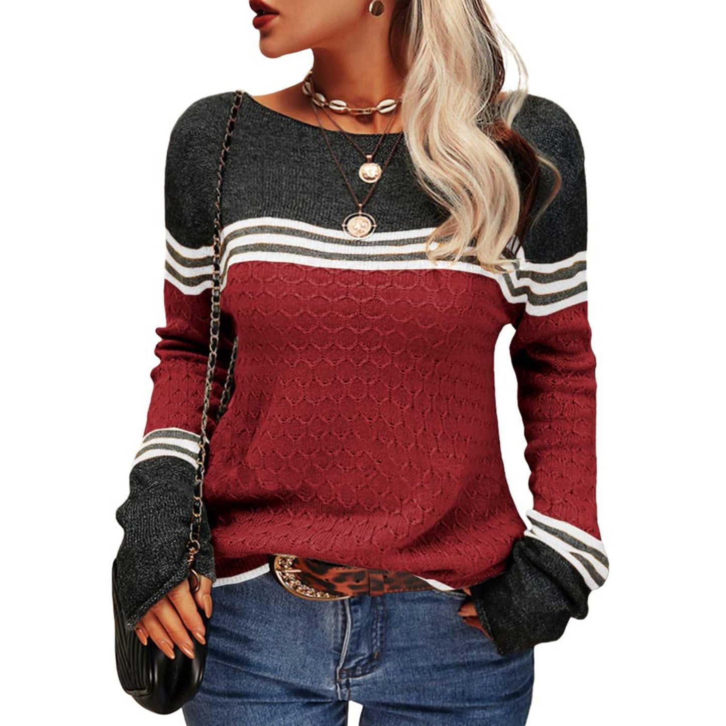 Maglione Pullover da Donna Color Block - Image 4