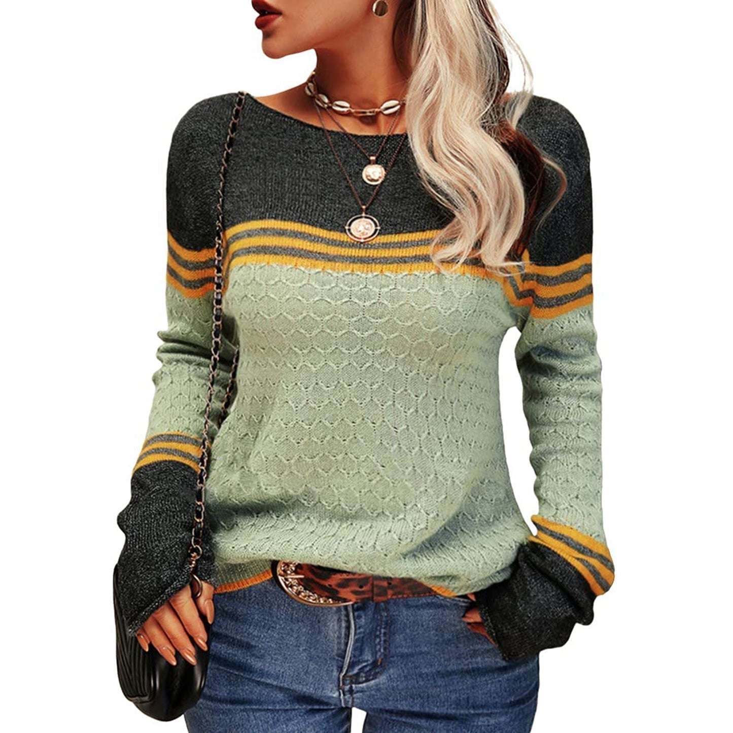 Maglione Pullover da Donna Color Block - Image 10