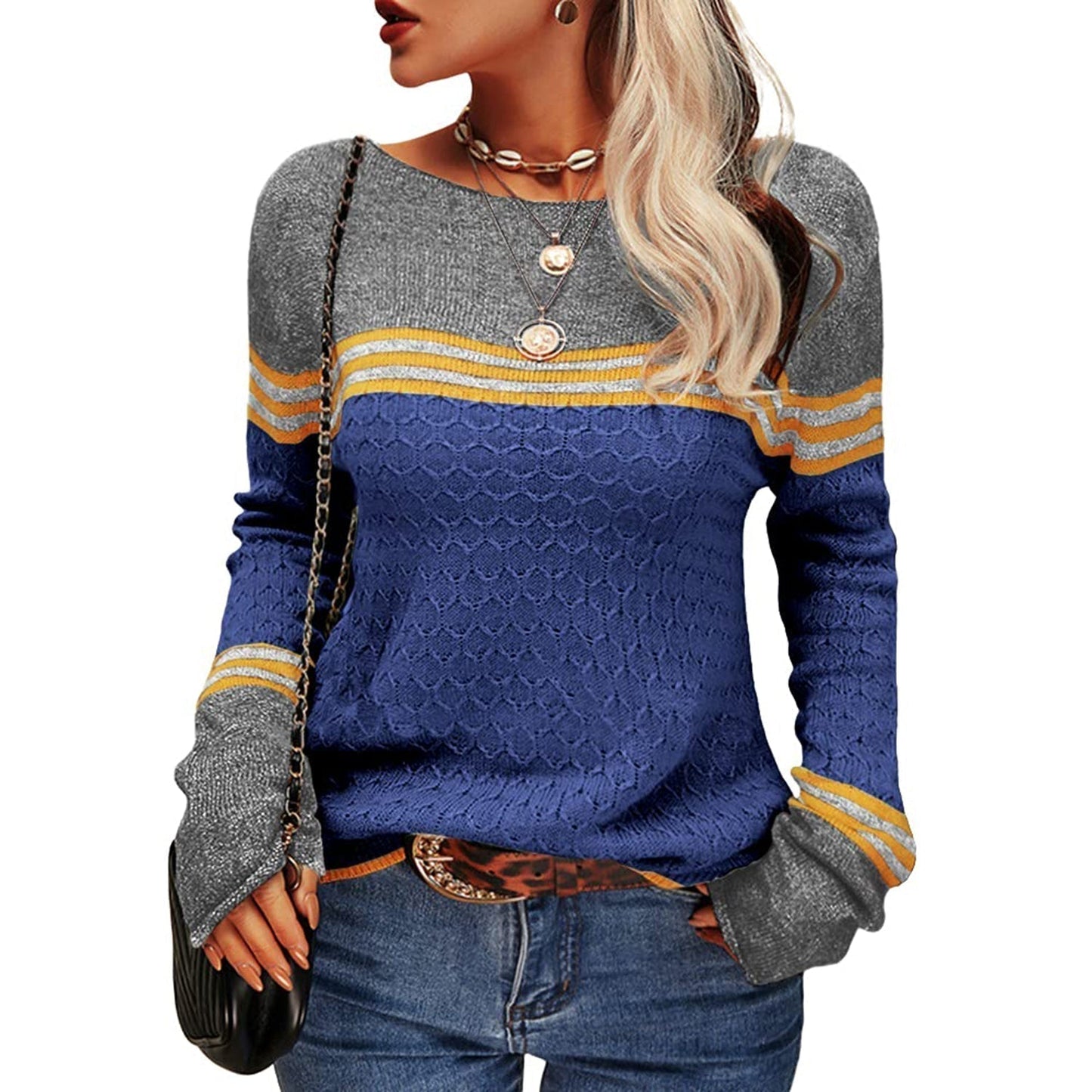 Maglione Pullover da Donna Color Block - Image 11