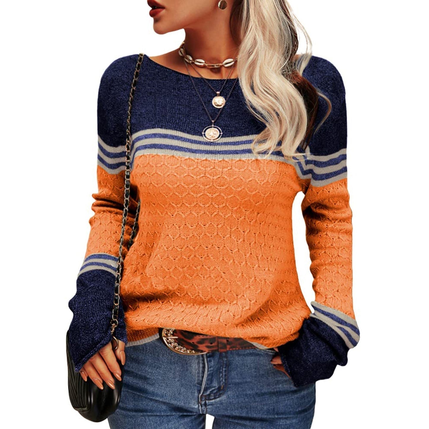 Maglione Pullover da Donna Color Block - Image 12