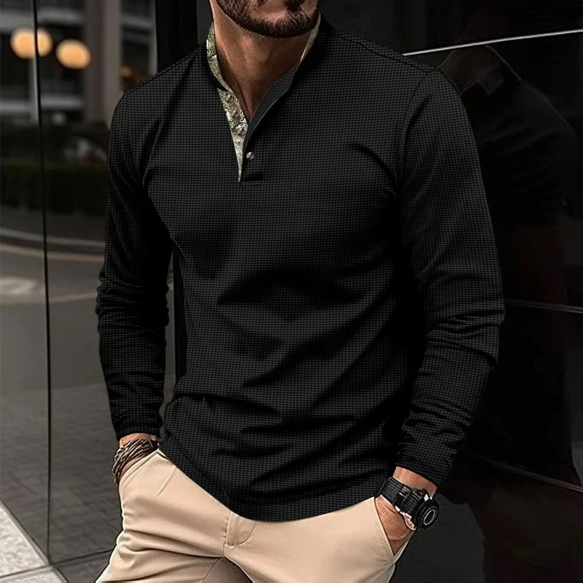 T-shirt Henley a maniche lunghe da uomo - Image 6